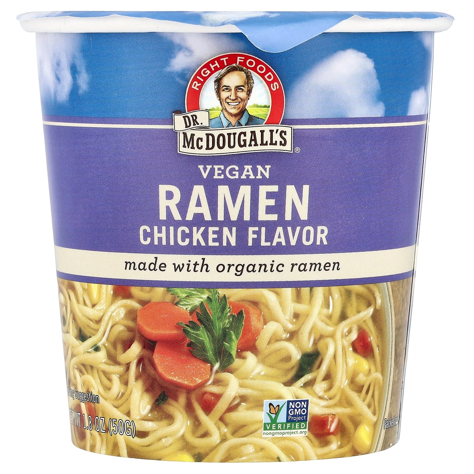 Organic Vegan Ramen Noodles, Chicken Flavor, 1.8 oz by Dr. McDougall's - Image 1