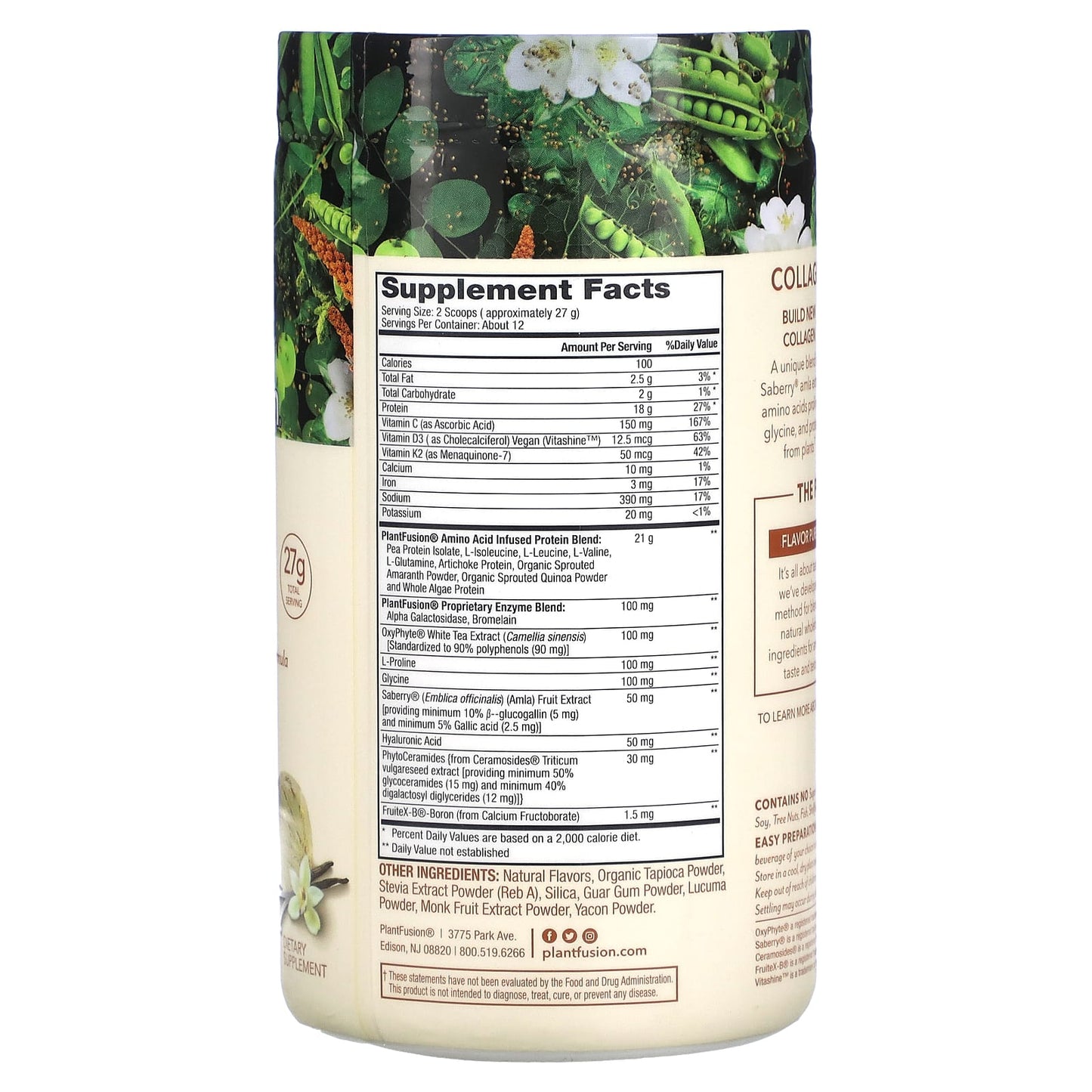 PlantFusion, Complete Plant Collagen Builder, Creamy Vanilla Bean, 11.43 oz (324 g) - Image 2