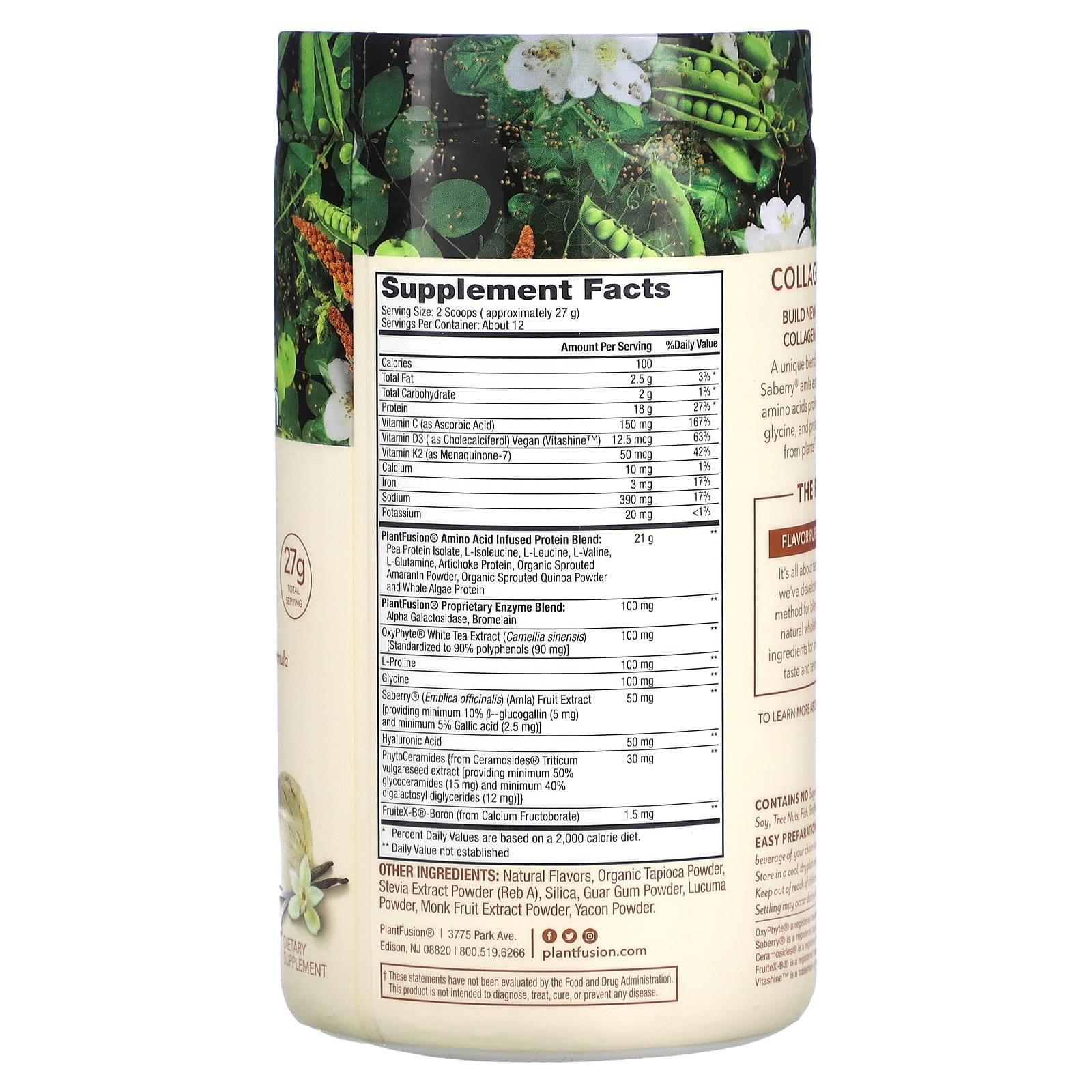 PlantFusion, Complete Plant Collagen Builder, Creamy Vanilla Bean, 11.43 oz (324 g) - Image 2