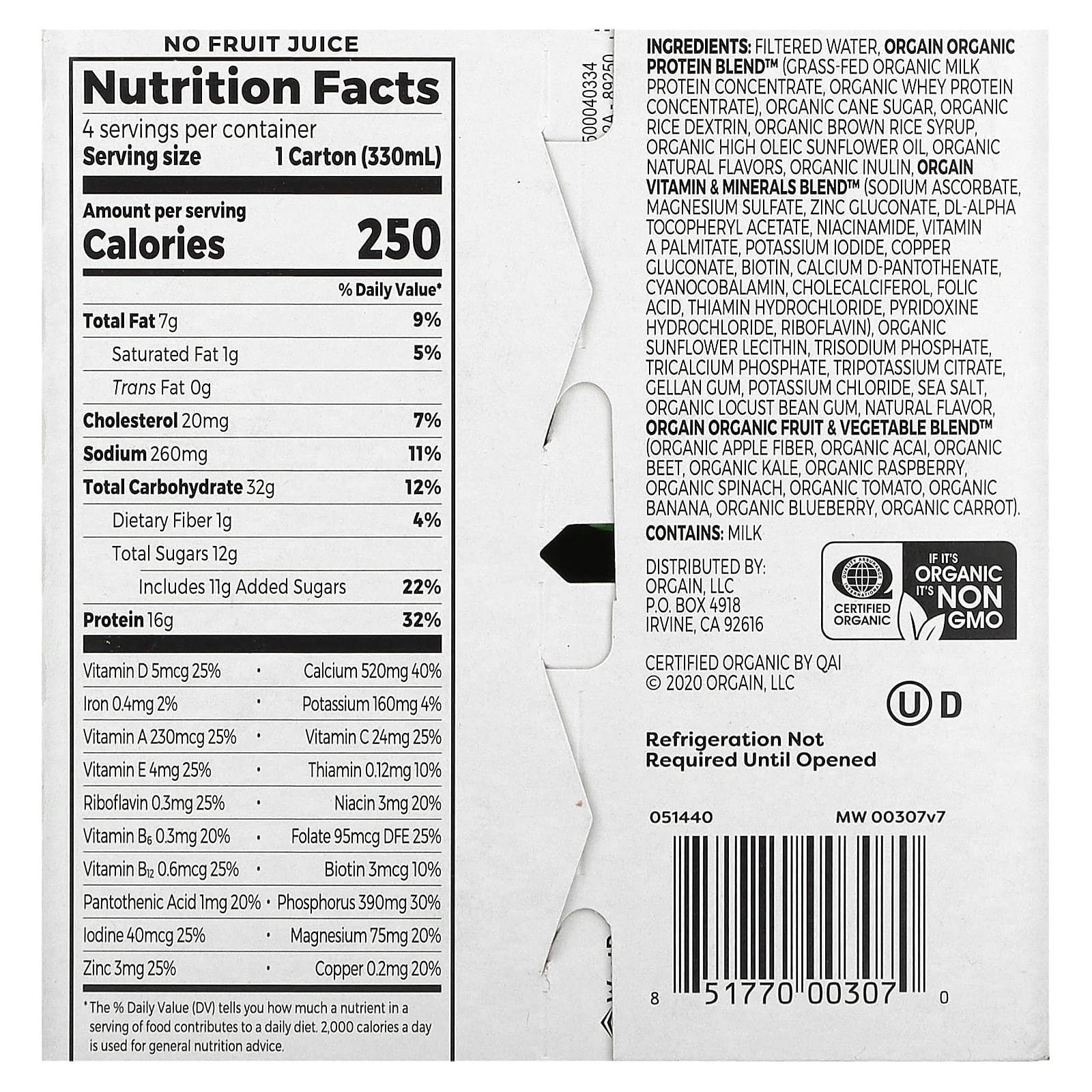 Orgain, Organic Nutrition, Nutritional Shake,  Strawberries & Cream, 4 Pack, 11 fl oz (330 ml) Each - Image 2