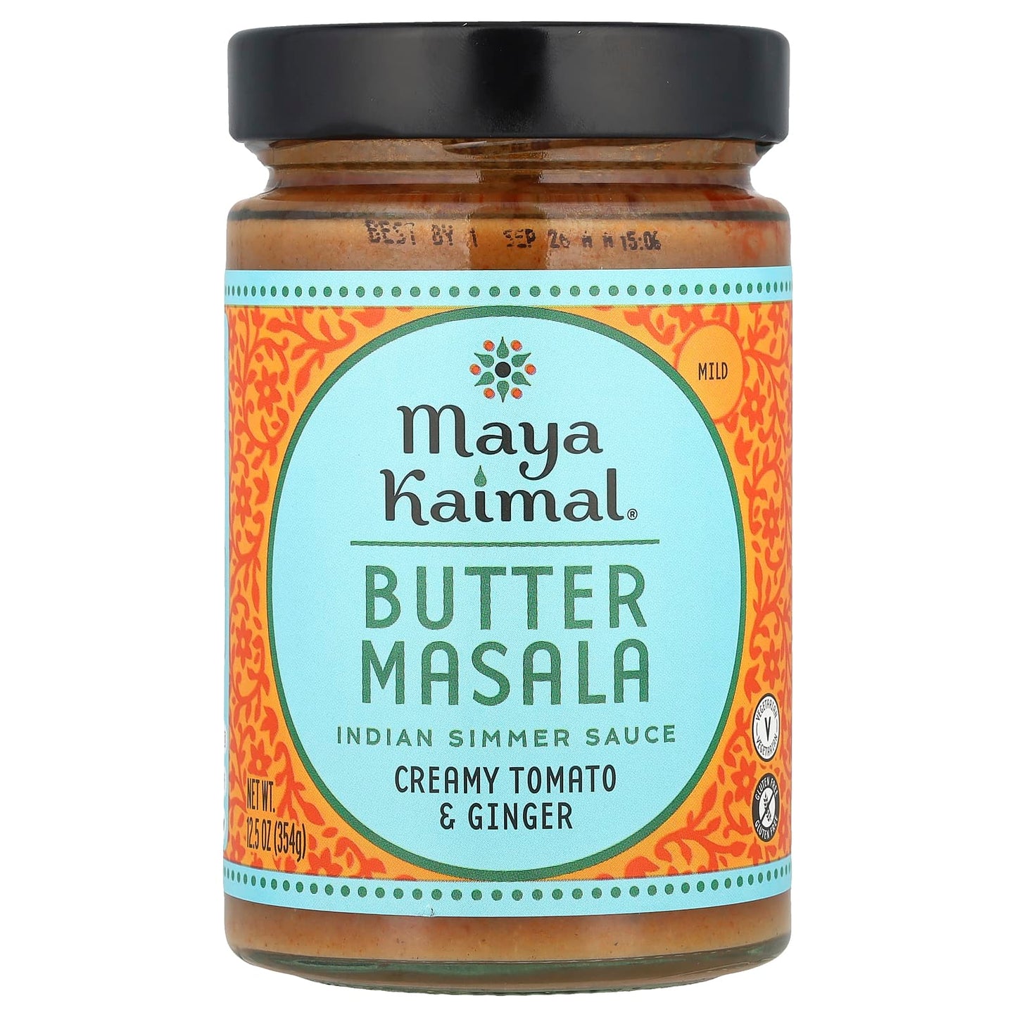 Maya Kaimal, Butter Masala, Indian Simmer Sauce, Mild, Creamy Tomato & Ginger, 12.5 oz (354 g) - Image 1