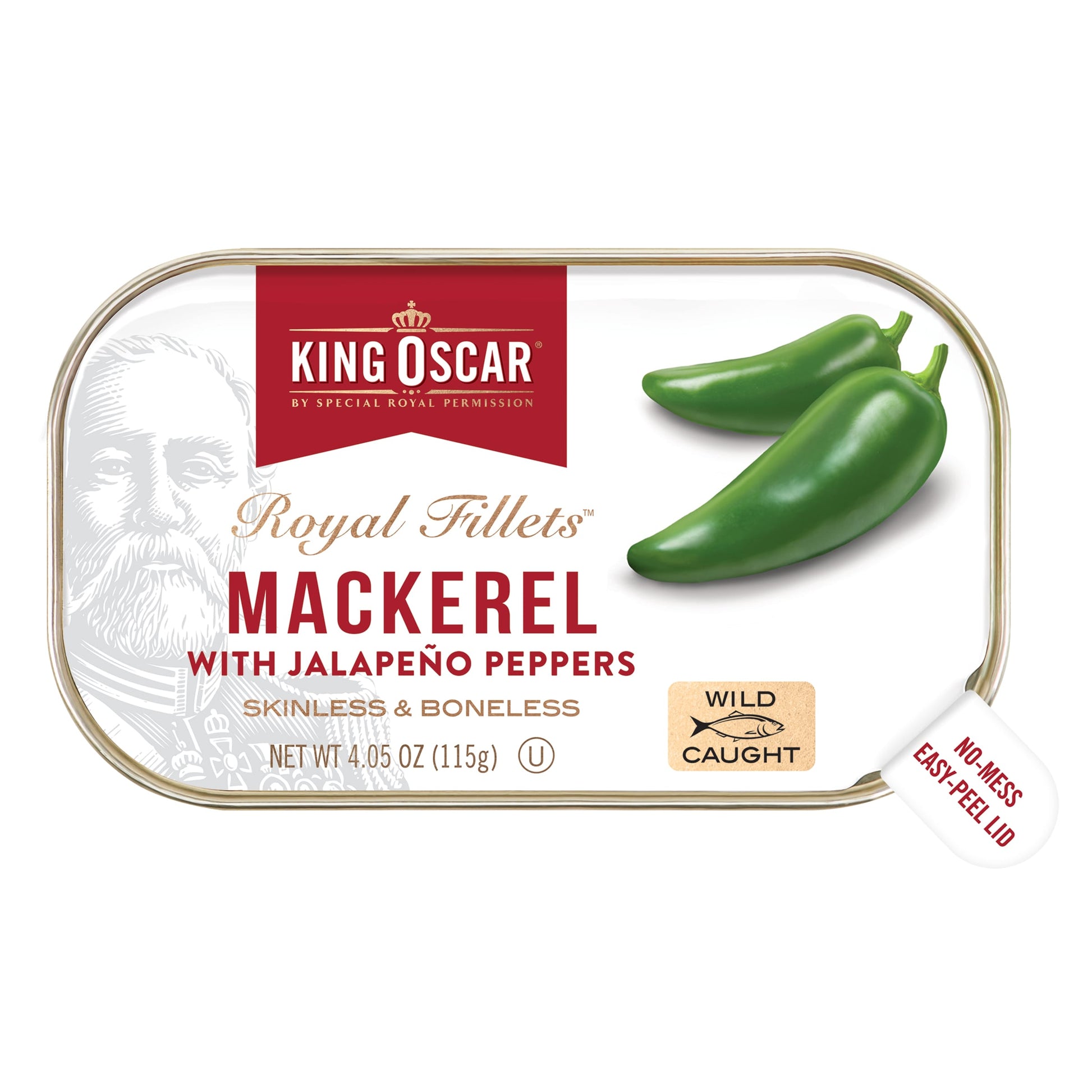 King Oscar, Royal Fillets, Mackerel With Jalapeno Peppers, 4.05 oz (115 g) - Image 1