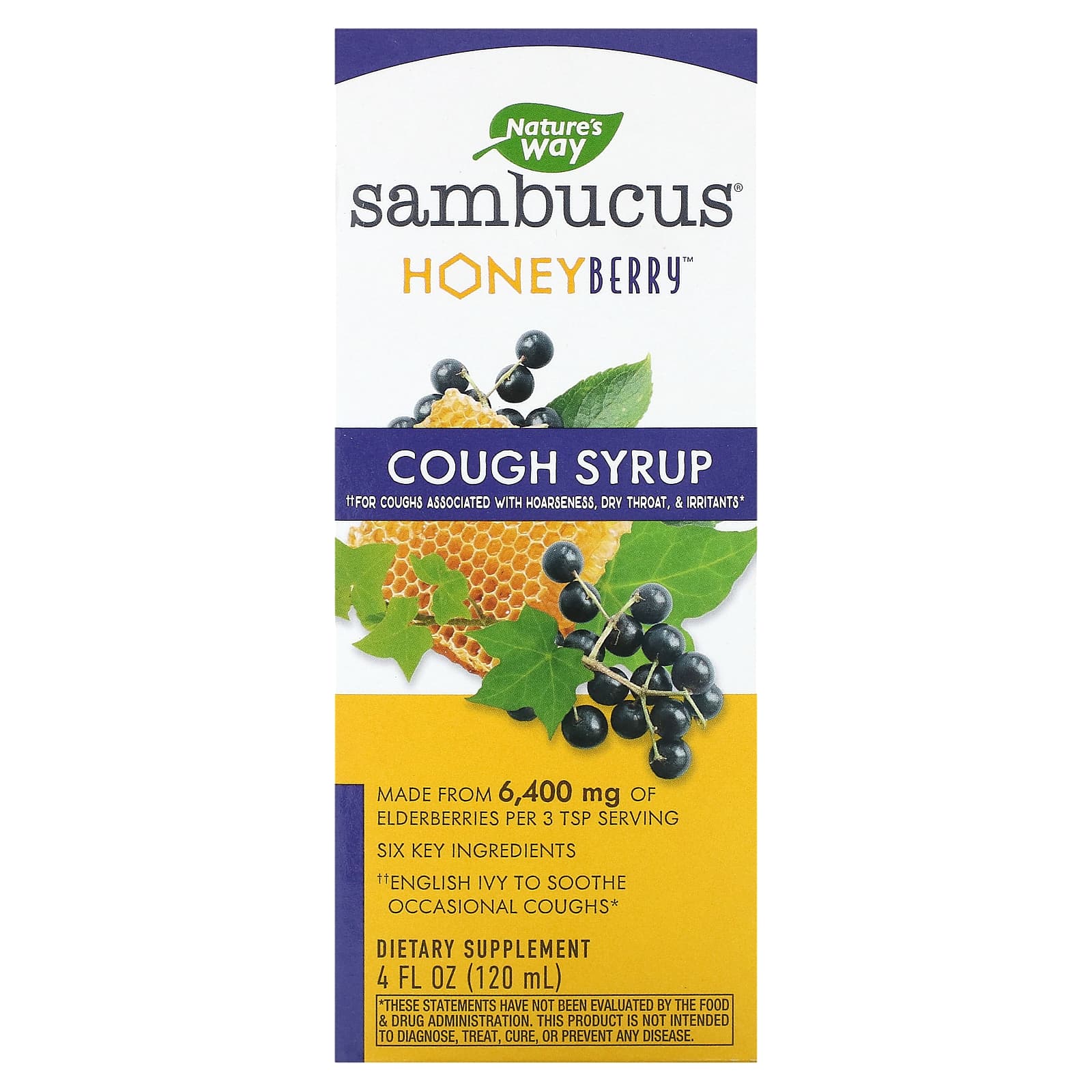Nature's Way, Sambucus, Cough Syrup, Honeyberry , 4 fl oz (120 ml) - Image 1