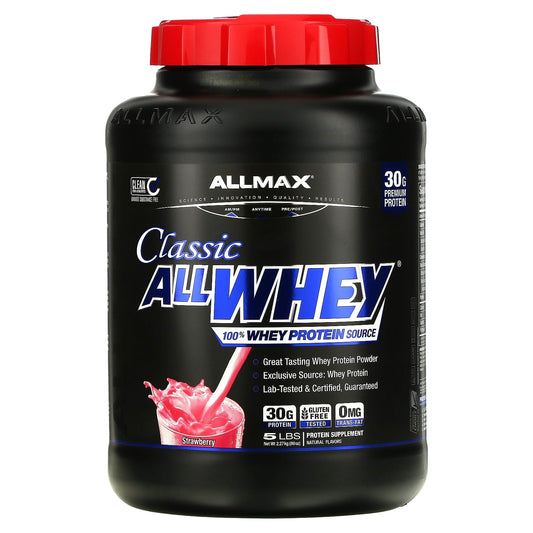 ALLMAX Classic AllWhey 100% Whey Protein, Strawberry, 5 lbs - Image 1