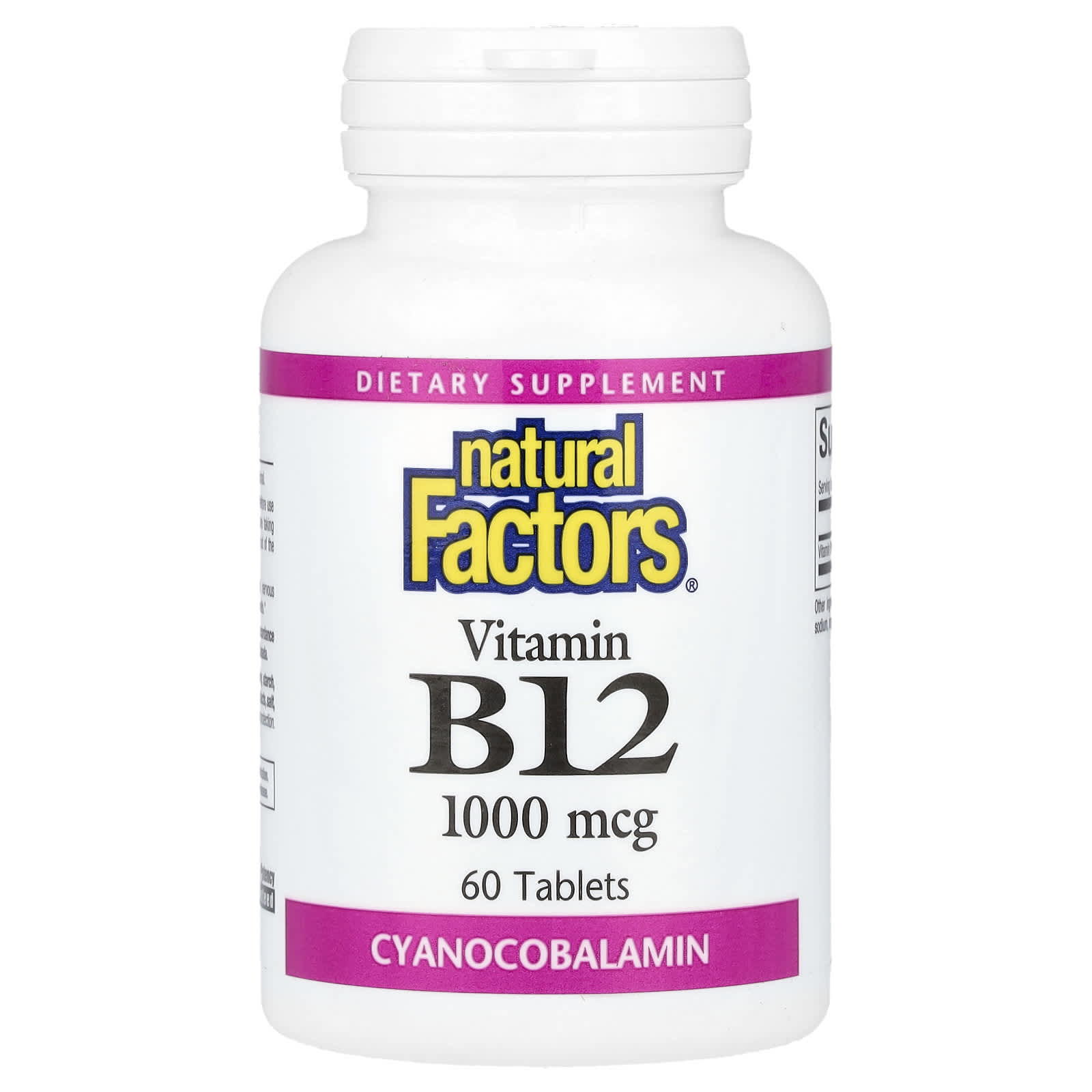 Natural Factors, Vitamin B12, 1,000 mcg, 60 Tablets - Image 1