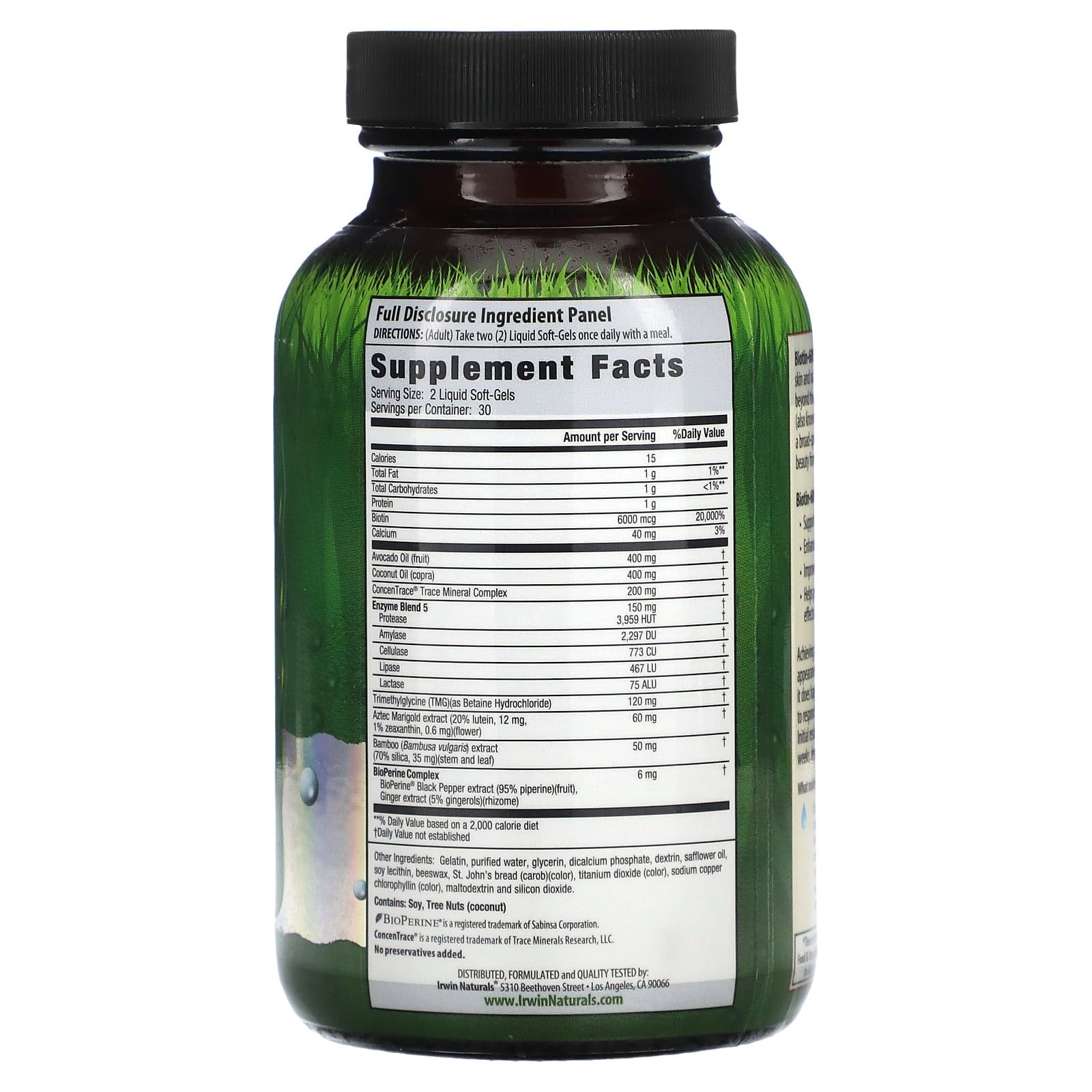 Biotin-6000 by Irwin Naturals - Hair, Skin & Nail Supplement - Image 2