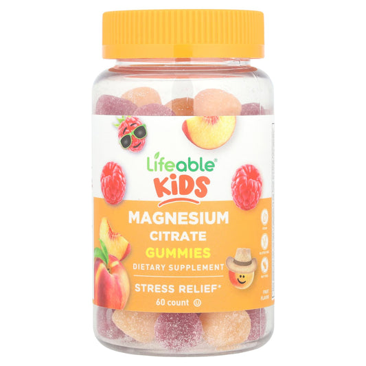 Lifeable, Kids Magnesium Citrate Gummies, Fruit, 60 Gummies - Image 1
