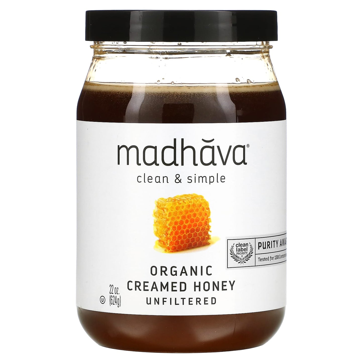 Madhava, Clean & Simple, Organic Creamed Honey, Unfiltered, 22 oz (624 g) - Image 1