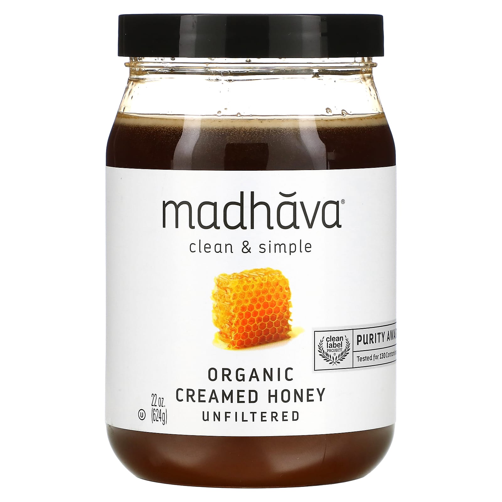 Madhava, Clean & Simple, Organic Creamed Honey, Unfiltered, 22 oz (624 g) - Image 1