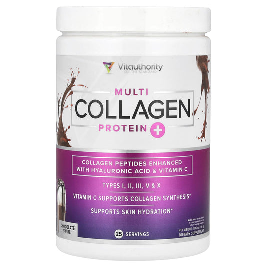 Vitauthority, Multi Collagen Protein+, Chocolate Swirl, 11.15 oz (316 g) - Image 1