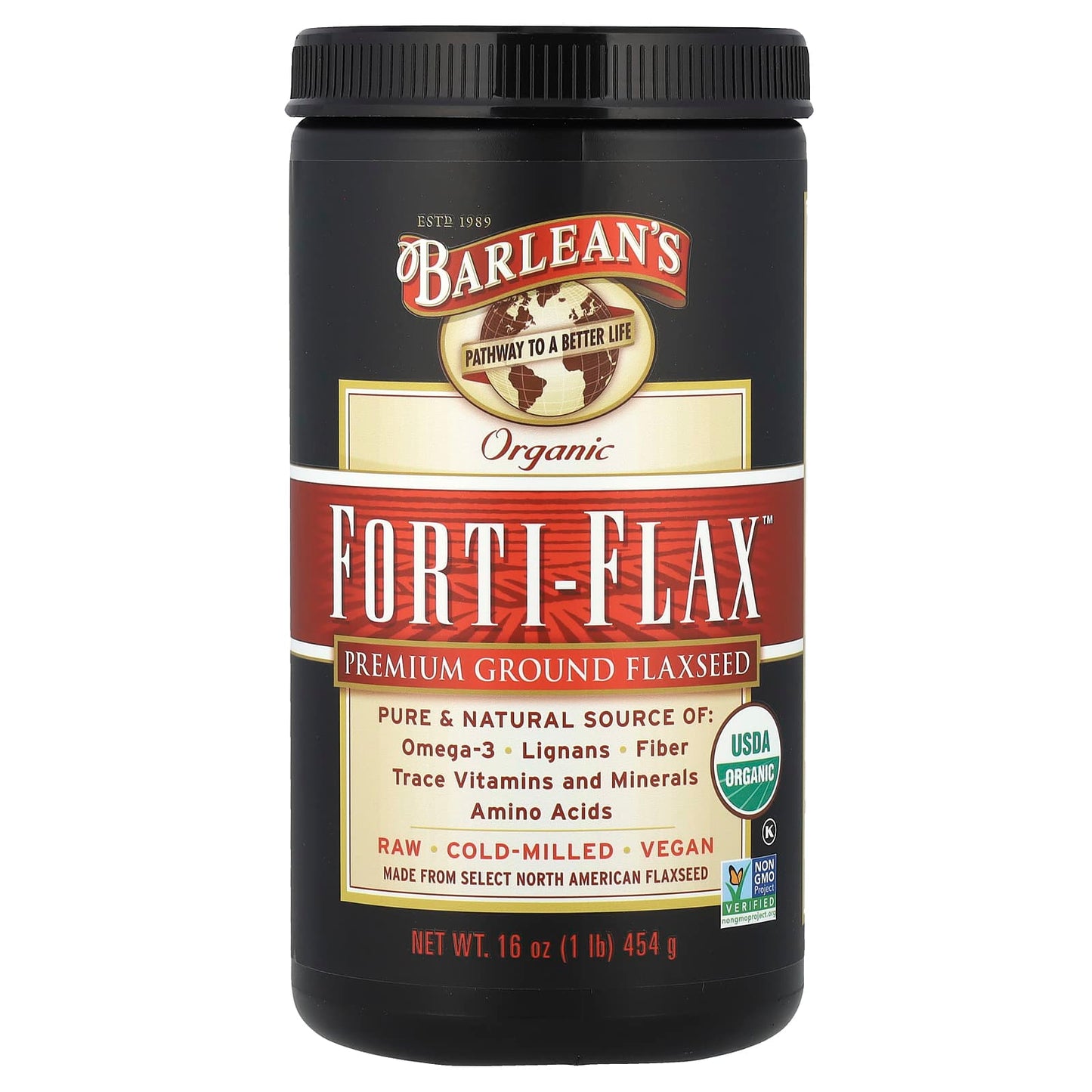 Barlean's Organic Forti-Flax Ground Flaxseed Supplement 16oz - Image 1