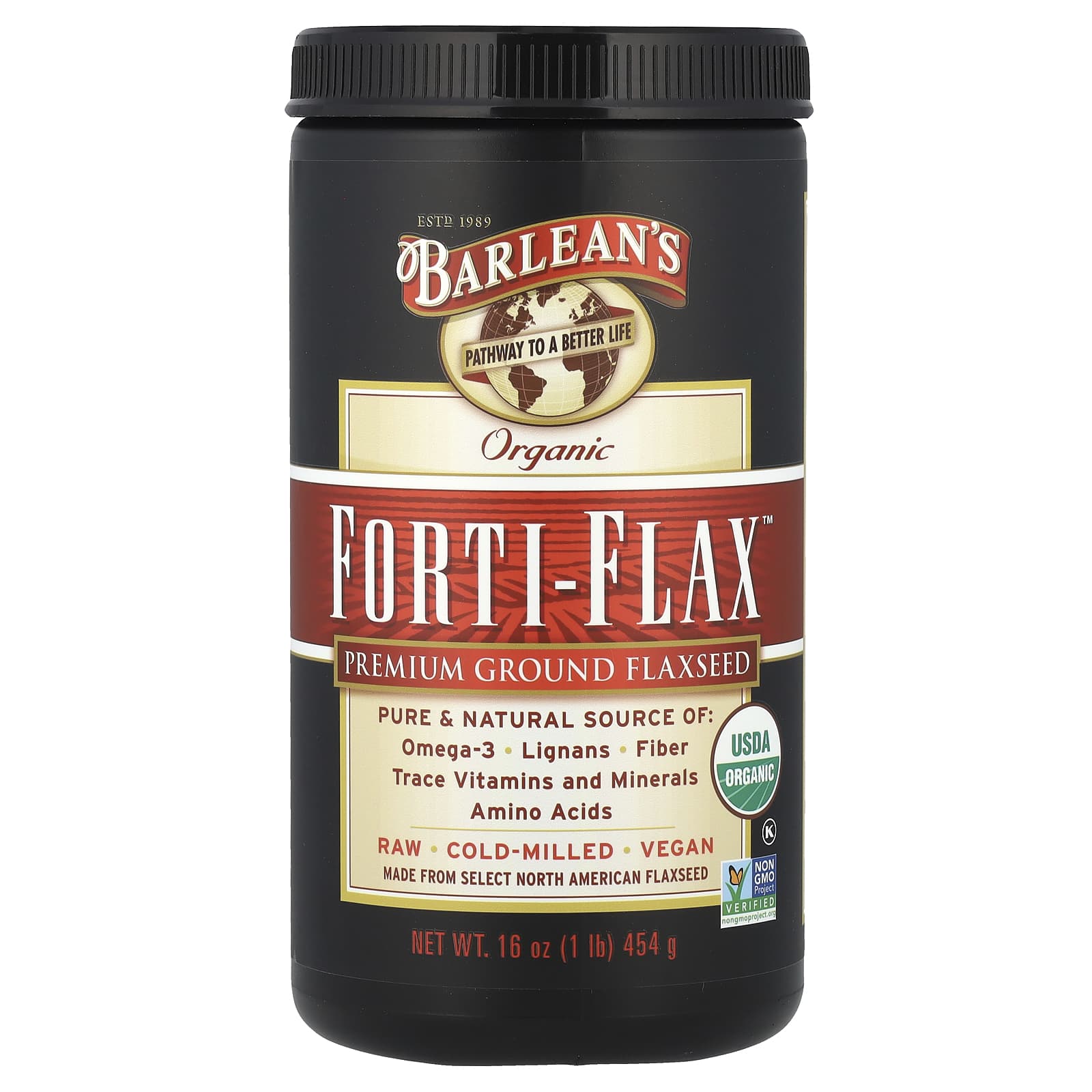 Barlean's Organic Forti-Flax Ground Flaxseed Supplement 16oz - Image 1