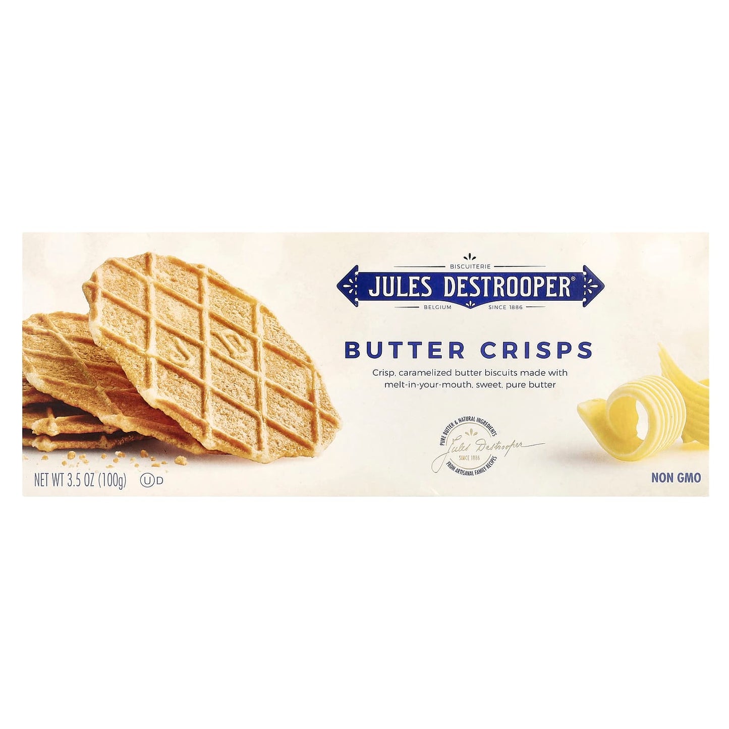 Jules Destrooper Belgian Butter Crisps Cookies, 3.5 oz, Pure Ingredients - Image 1