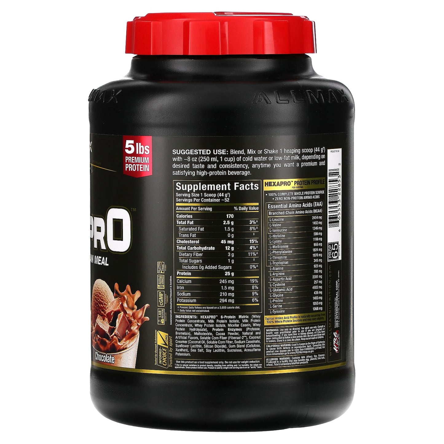 ALLMAX Hexapro High-Protein Meal Replacement, 5 lbs, Chocolate - Image 2