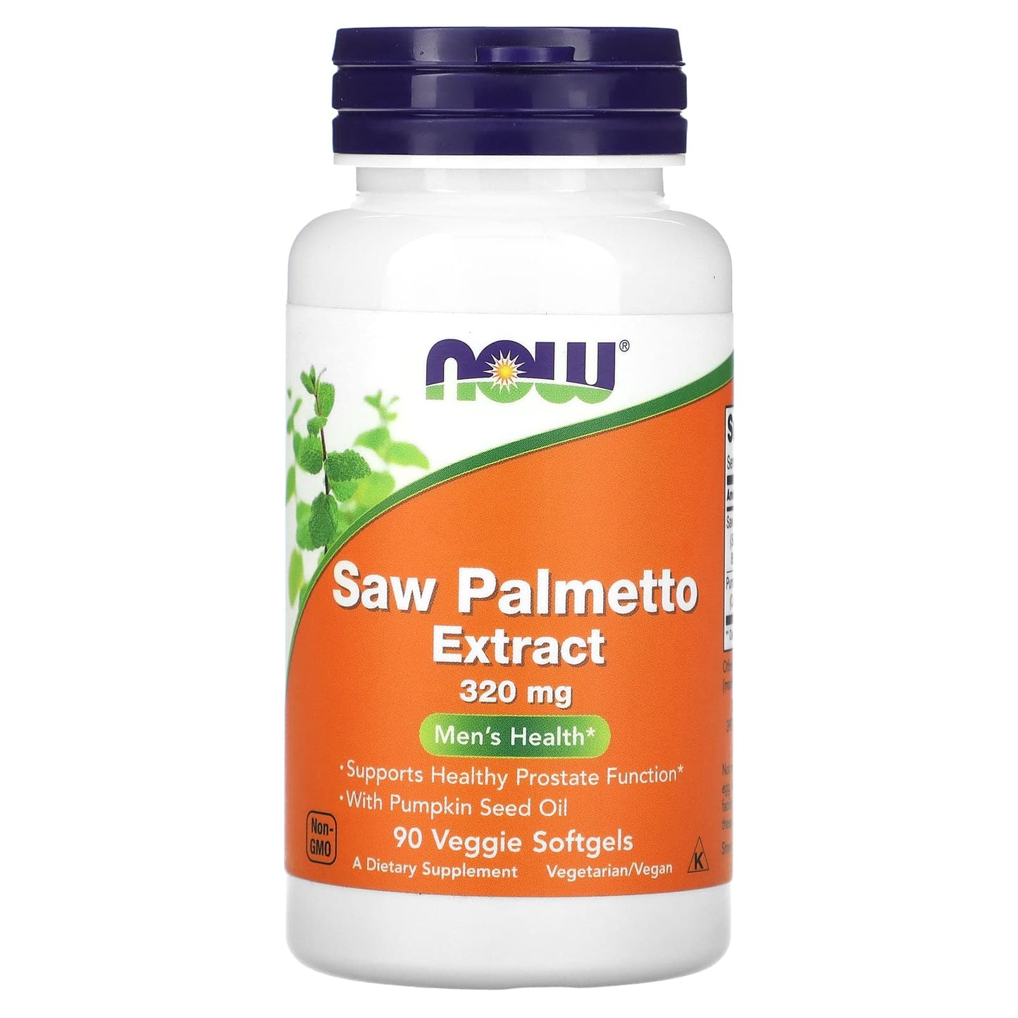 NOW Foods, Saw Palmetto Extract, Men's Health, 320 mg, 90 Veggie Softgels - Image 1