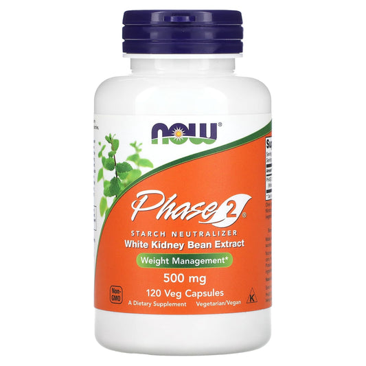 NOW Foods, Phase 2, Starch Neutralizer, 500 mg, 120 Veg Capsules - Image 1