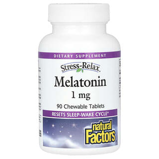 Natural Sleep Aid with Melatonin 1mg by Natural Factors, 90 Chewable Tablets