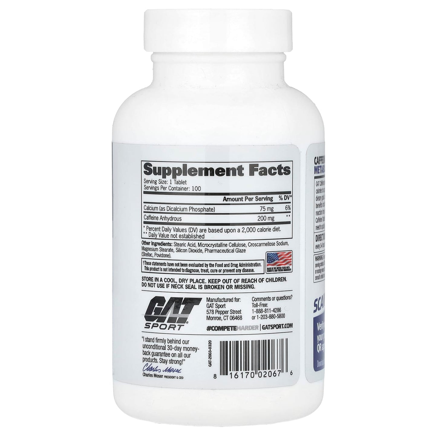 GAT Caffeine Energy Supplements for Performance, 100 Tablets - Image 2