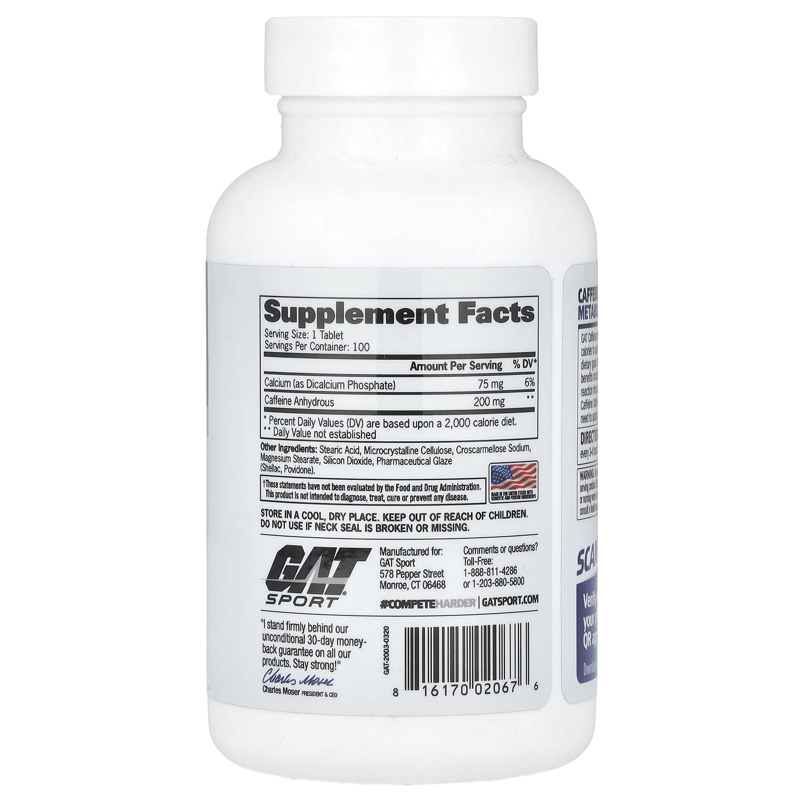 GAT Caffeine Energy Supplements for Performance, 100 Tablets - Image 2