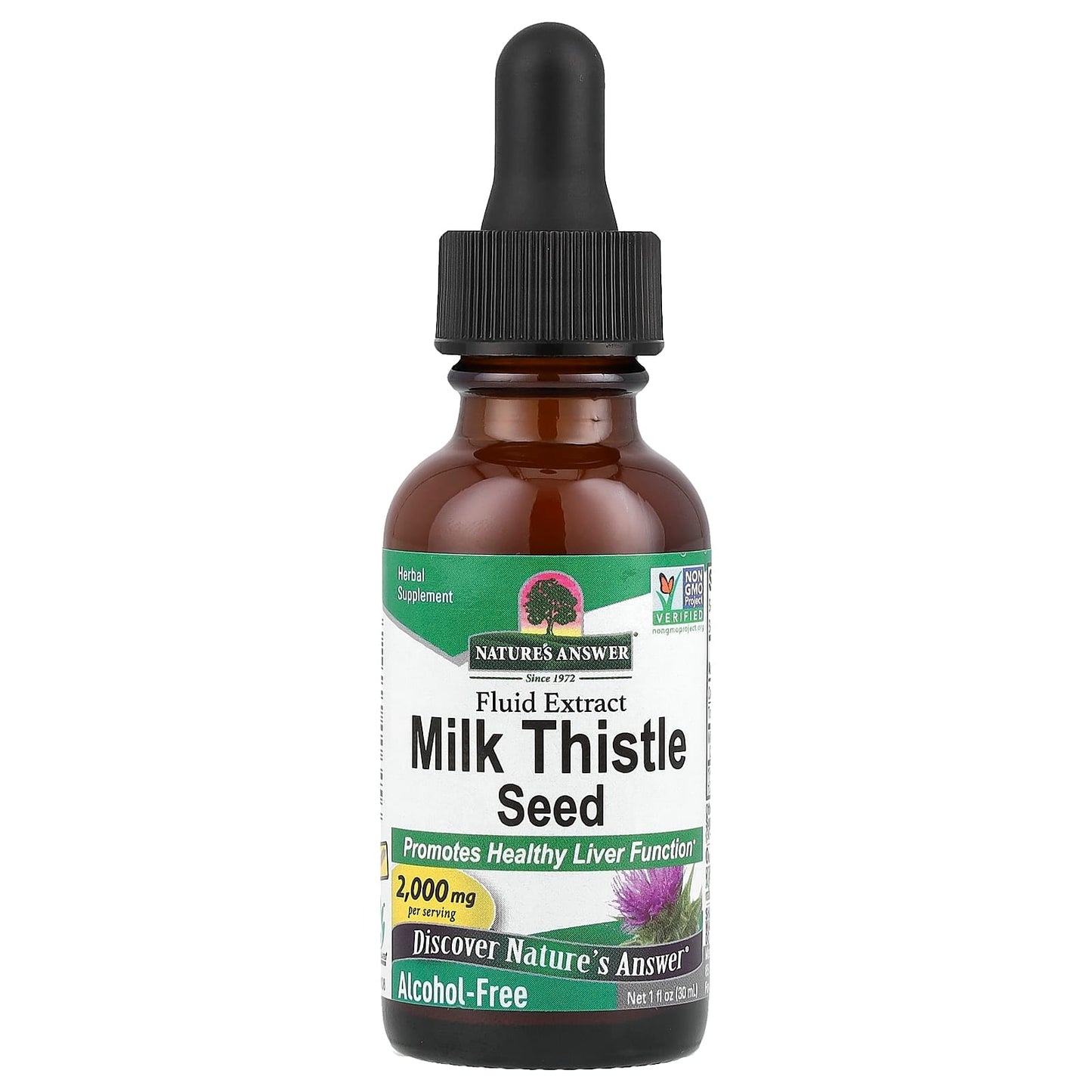 Nature's Answer, Milk Thistle Seed, Fluid Extract, Alcohol-Free, 2,000 mg, 1 fl oz (30 ml) - Image 1