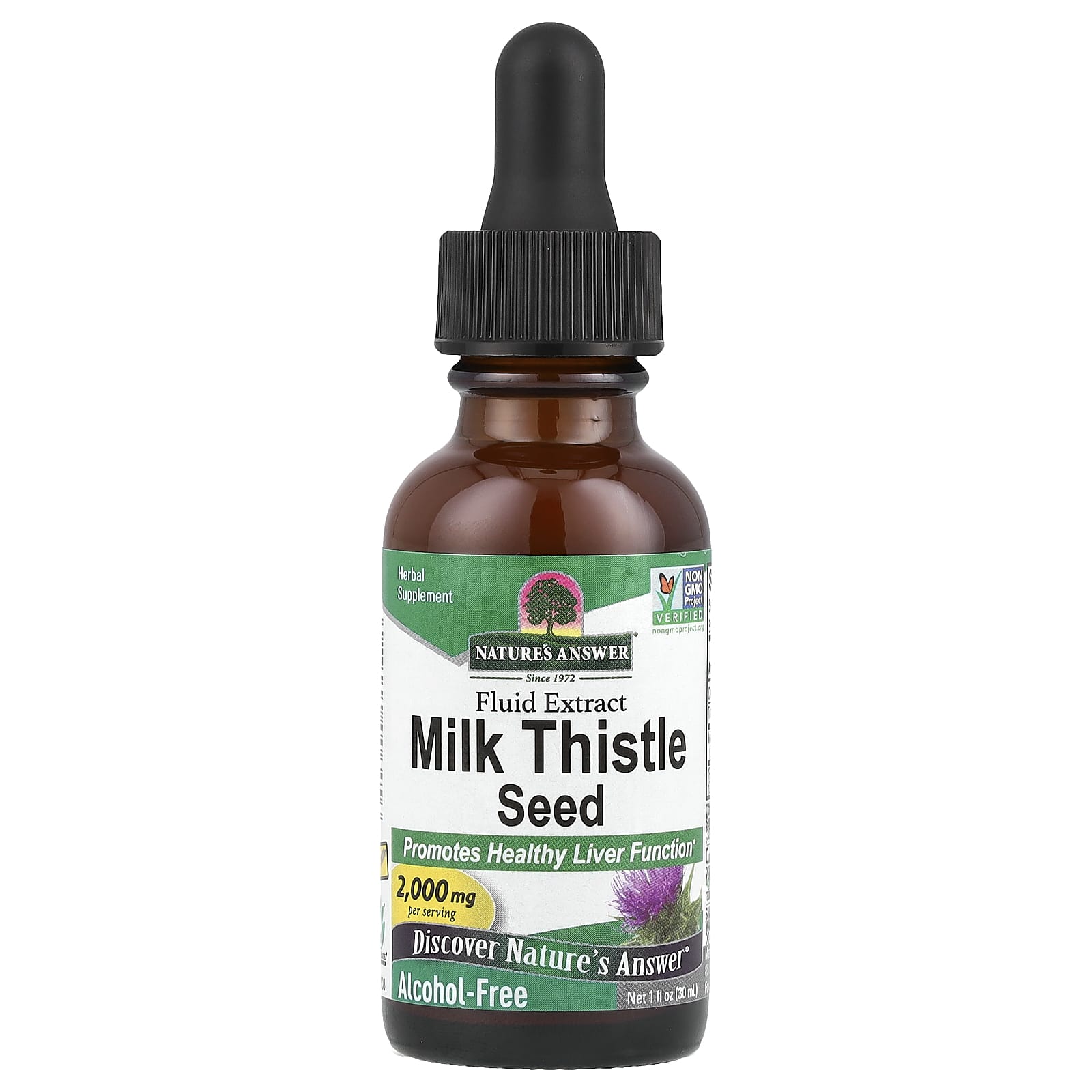 Nature's Answer, Milk Thistle Seed, Fluid Extract, Alcohol-Free, 2,000 mg, 1 fl oz (30 ml) - Image 1