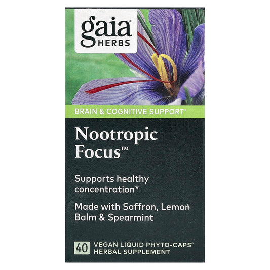 Unlock Focused Mindset with Gaia Herbs Nootropic Focus, 40 Vegan Capsules - Image 1