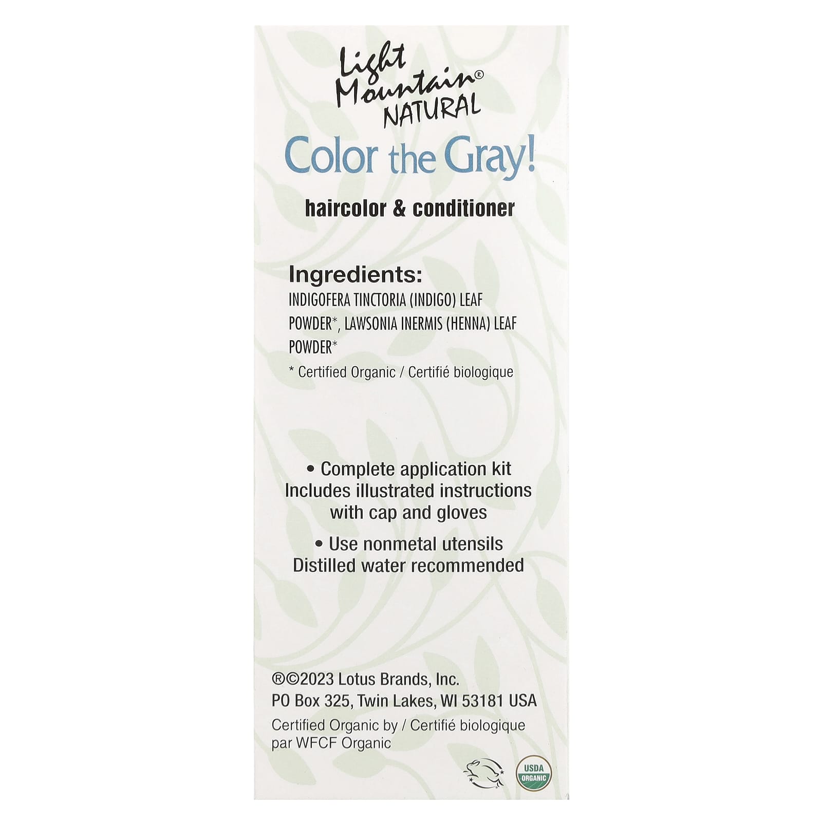 Light Mountain, Color the Gray! Natural Hair Color & Conditioner, Black, 7 oz (198 g) - Image 2