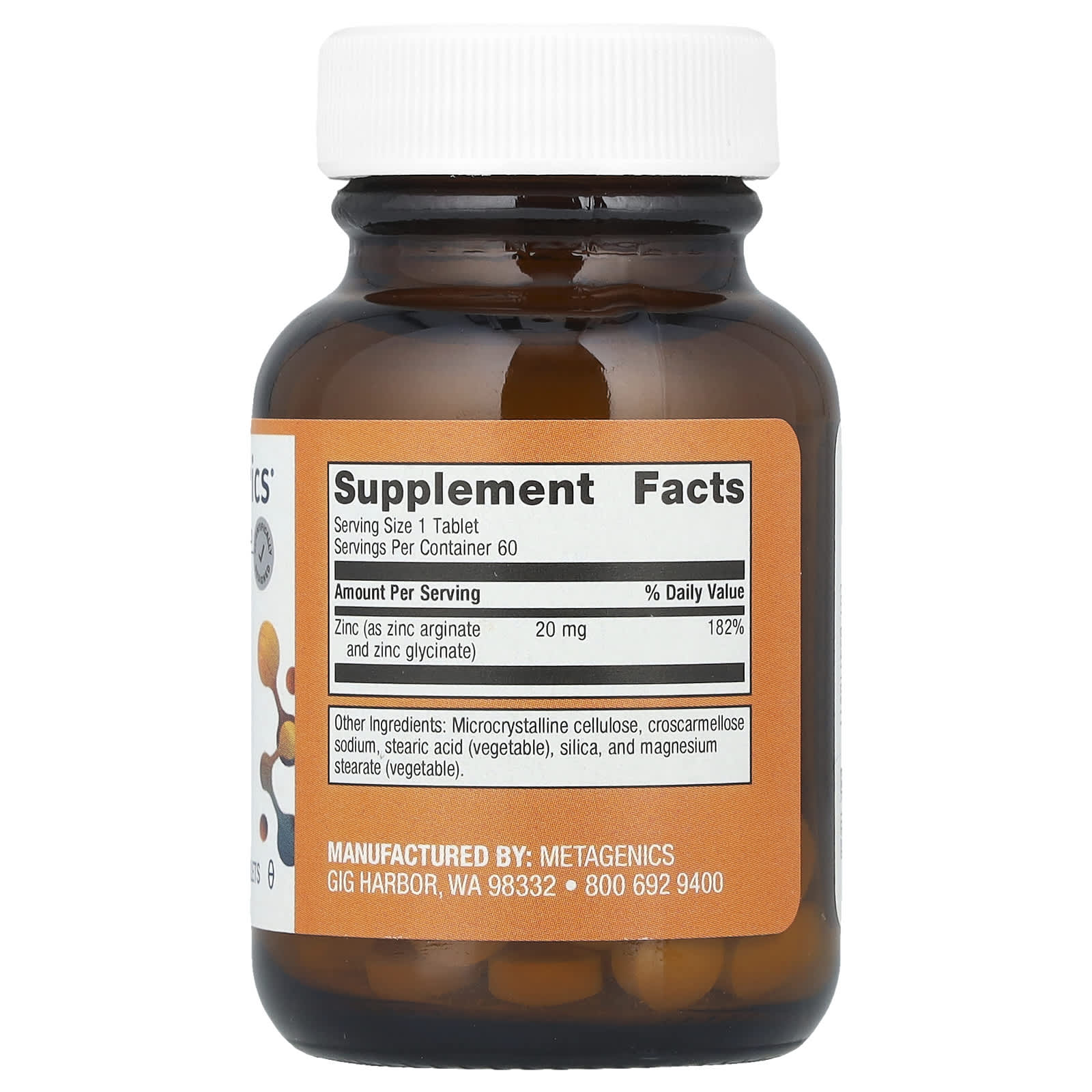 Metagenics, Zinc A.G.™, 20 mg, 60 Tablets - Image 2