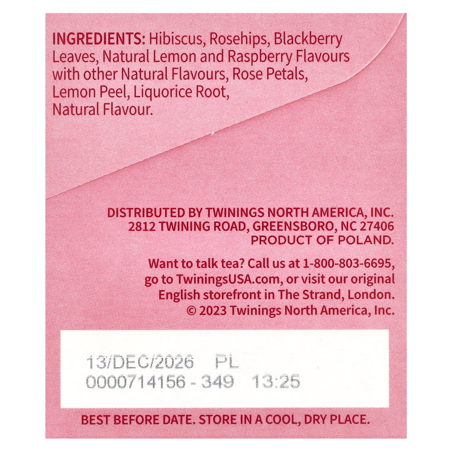 Twinings, Herbal Tea, Raspberry & Lemon, Caffeine-Free, 20 Tea Bags, 1.76 oz (50 g) - Image 2