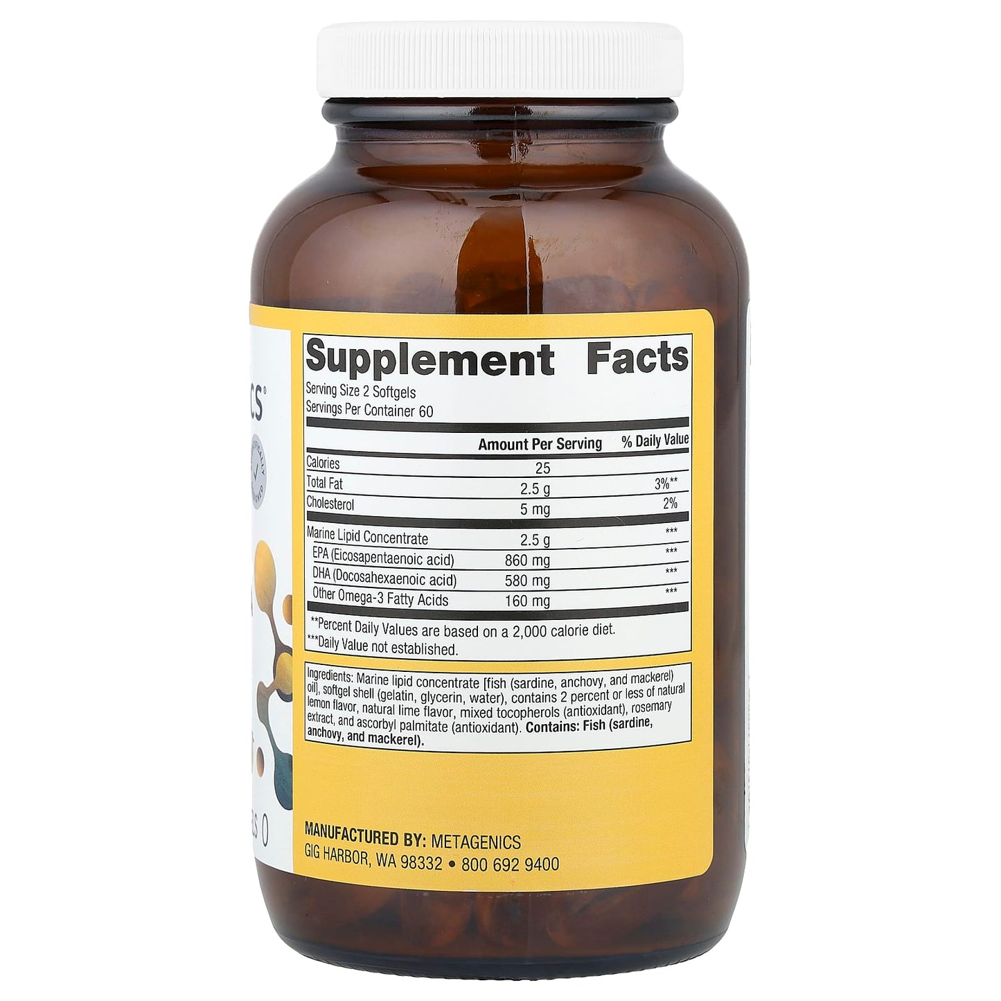 Metagenics, OmegaGenics®, Fish Oil EPA-DHA, Natural Lemon-Lime, 720 mg, 120 Softgels - Image 2