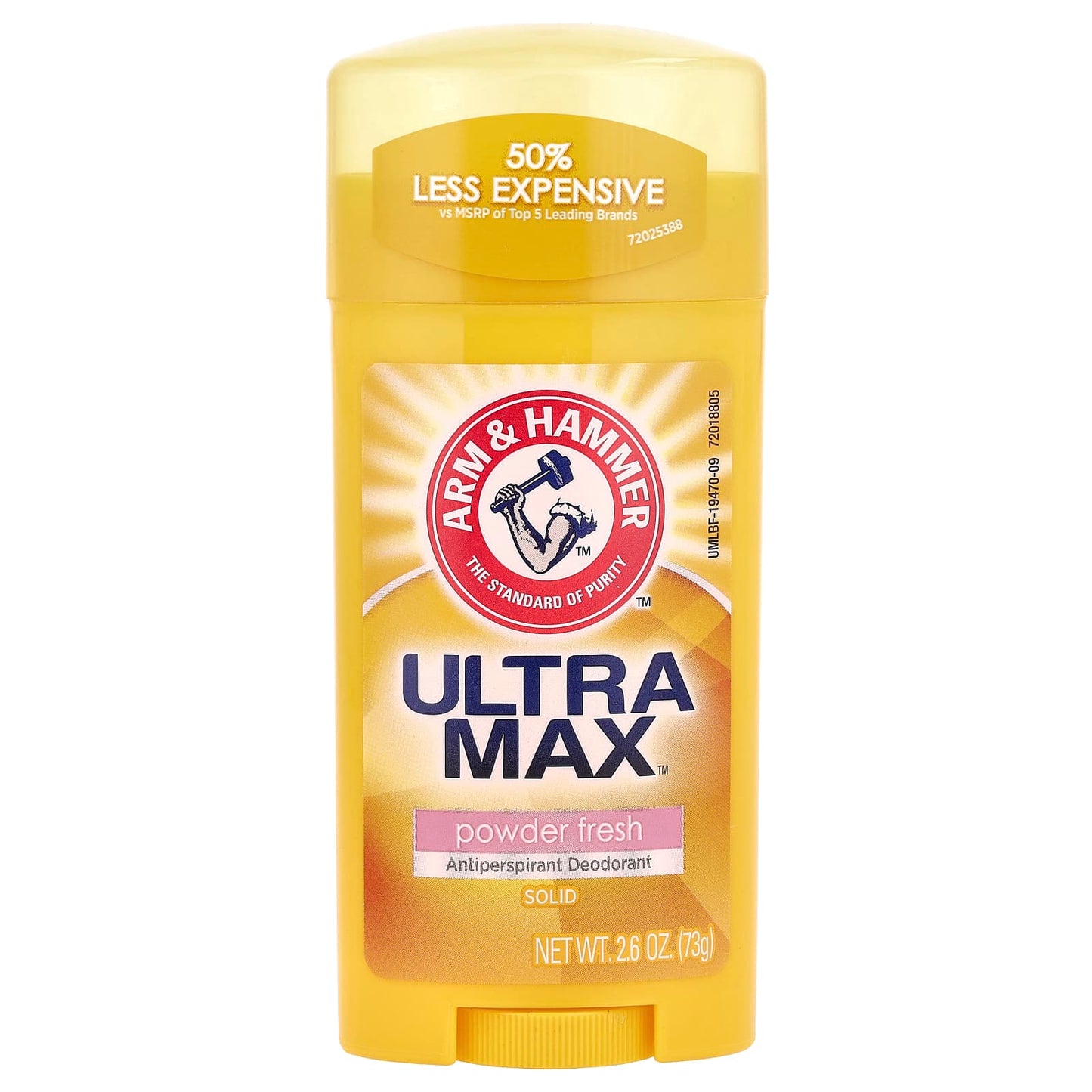 Arm & Hammer UltraMax Antiperspirant Deodorant, Solid, Powder Fresh, 2.6 oz - Image 1