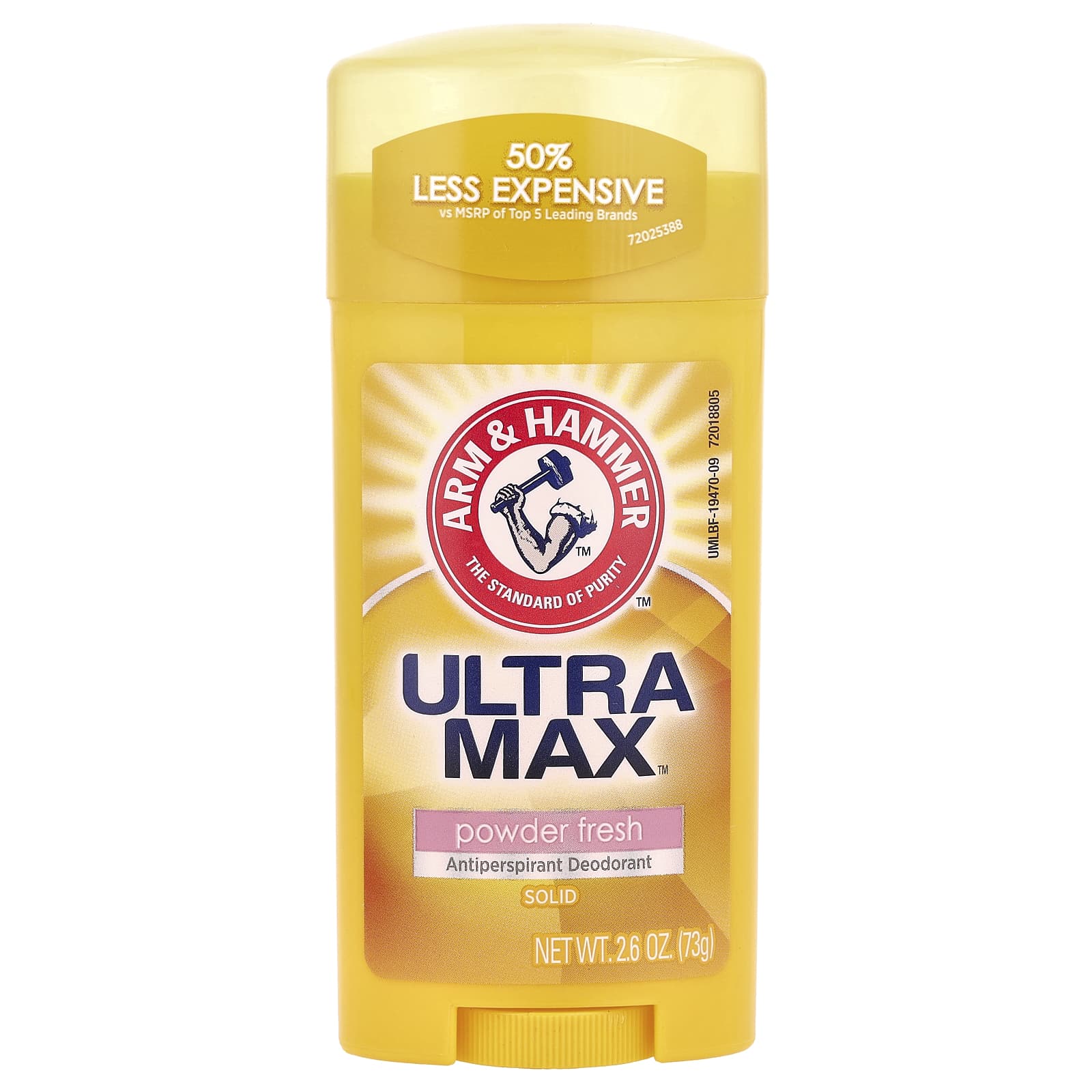 Arm & Hammer UltraMax Antiperspirant Deodorant, Solid, Powder Fresh, 2.6 oz - Image 1