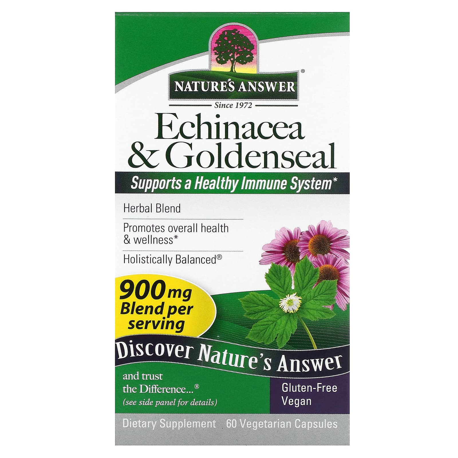 Nature's Answer, Echinacea & Goldenseal, 60 Vegetarian Capsules - Image 1