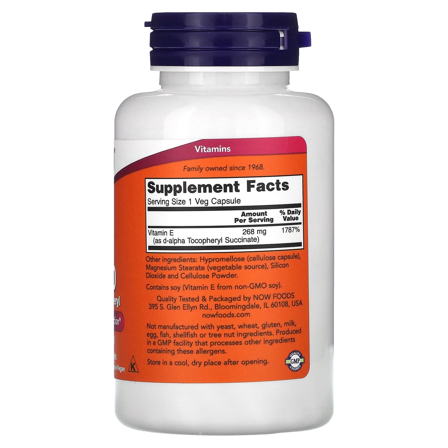 NOW Foods, Vegetarian Dry E-400, 268 mg (400 IU), 100 Veg Capsules - Image 2
