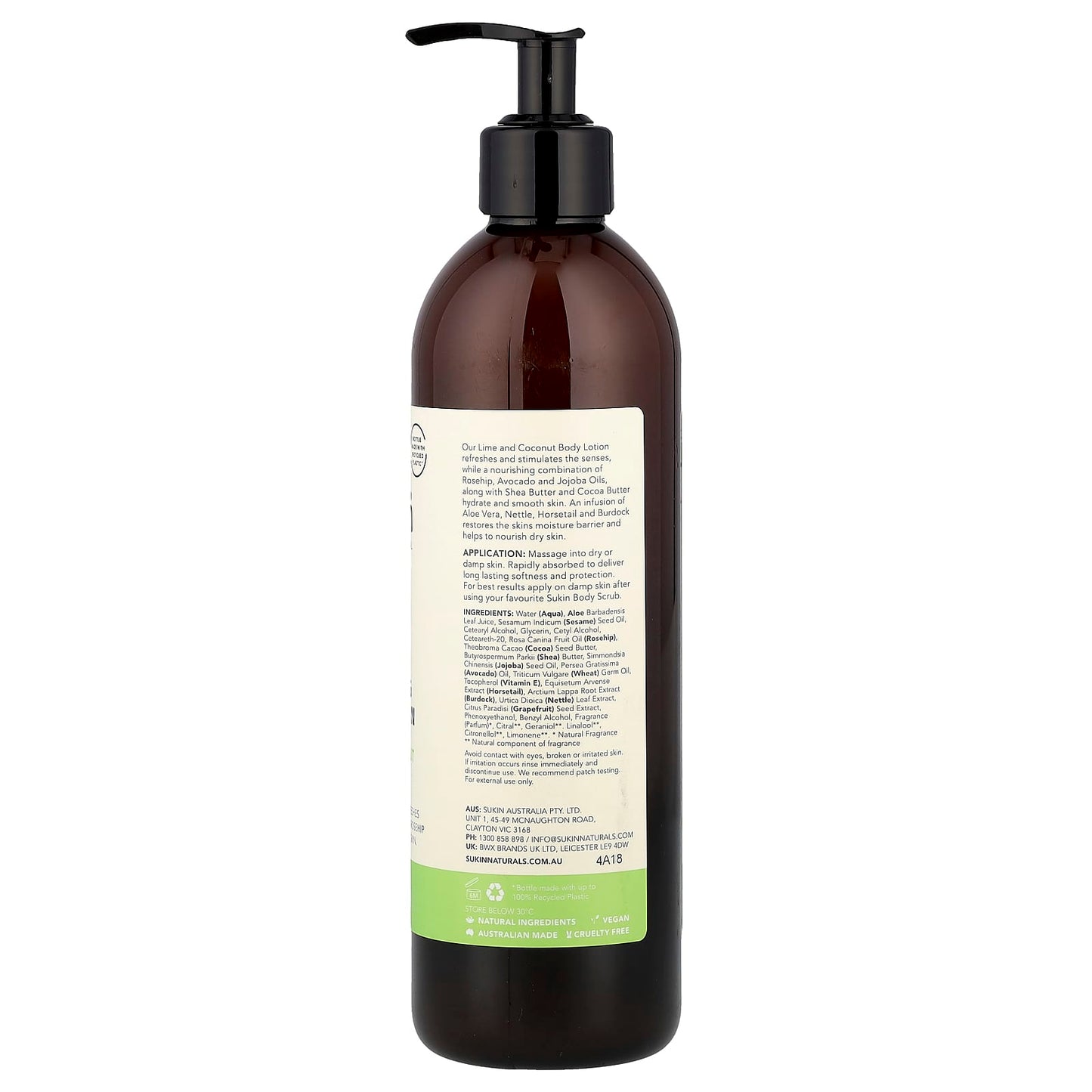 Sukin, Hydrating Body Lotion, All Skin Types, Lime & Coconut, 16.91 fl oz (500 ml) - Image 2