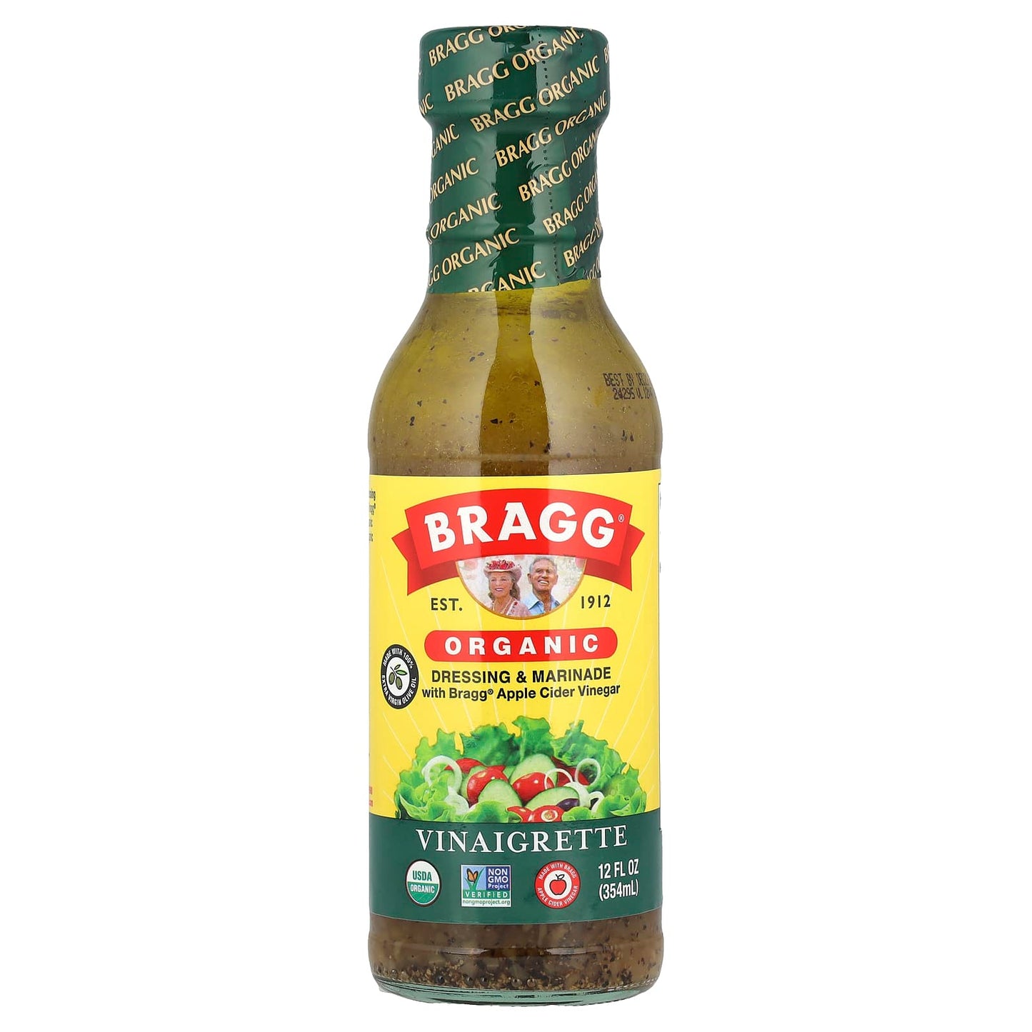 Bragg Organic Apple Cider Vinaigrette Dressing, USDA Organic, 12 fl oz - Image 1
