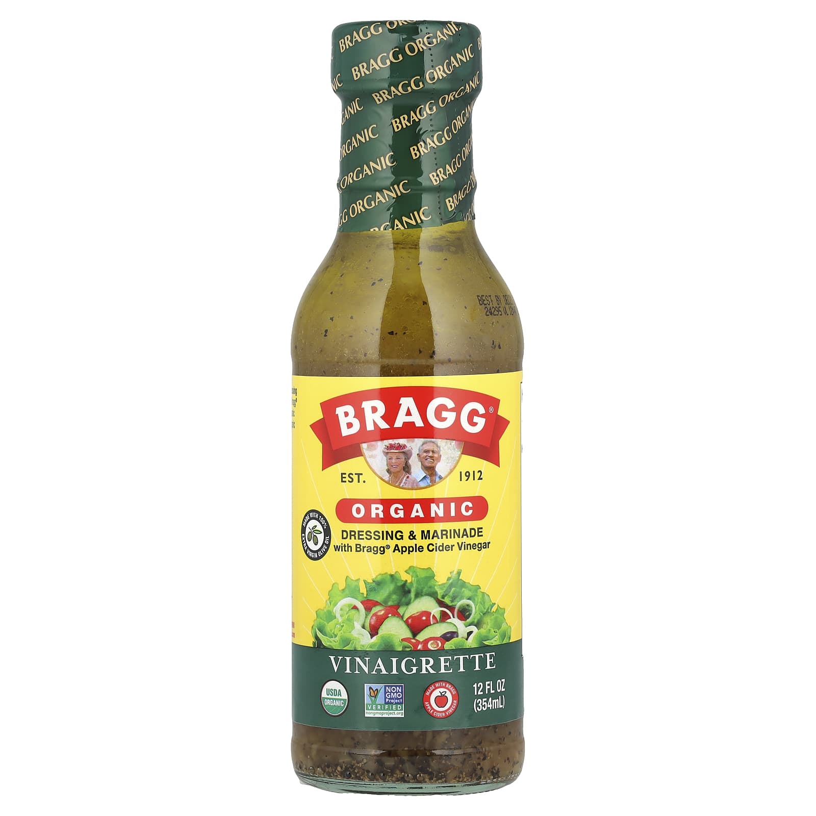 Bragg Organic Apple Cider Vinaigrette Dressing, USDA Organic, 12 fl oz - Image 1
