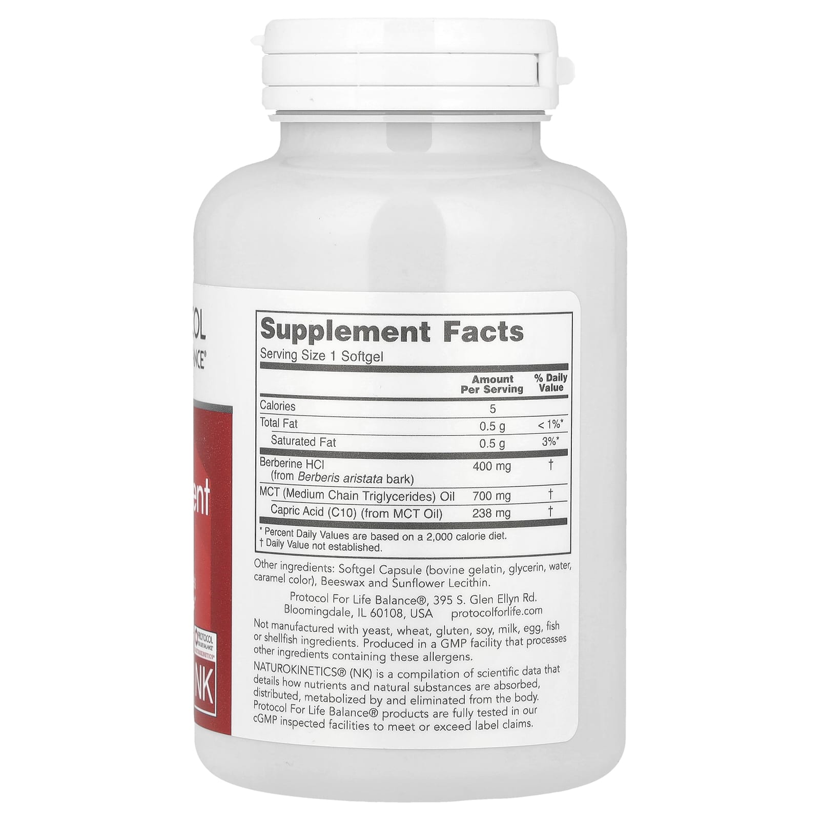 Protocol for Life Balance, Glucose Management with Berberine HCl, 90 Softgels - Image 2