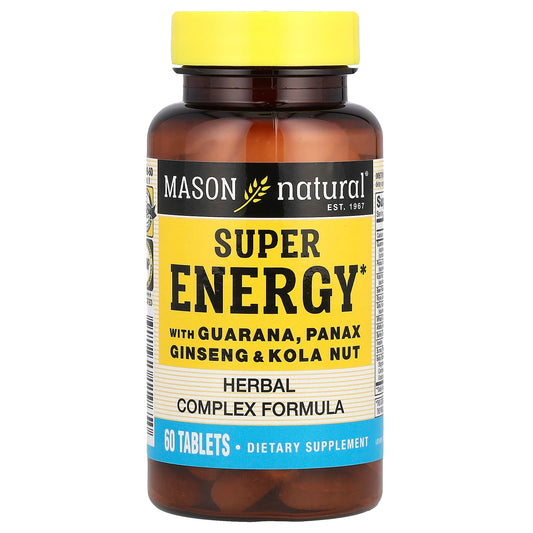 Mason Natural, Super Energy with Guarana, Panax Ginseng & Kola Nut, 60 Tablets - Image 1