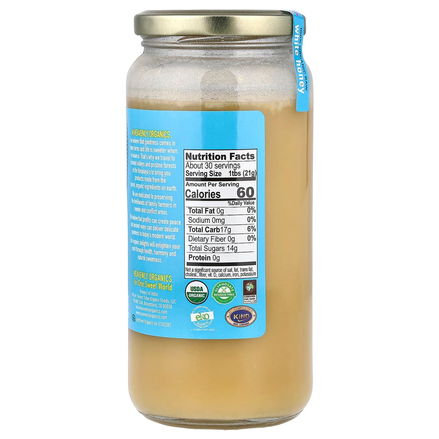 Heavenly Organics 100% Organic White Honey, 22 oz, Raw & Unfiltered - Image 2