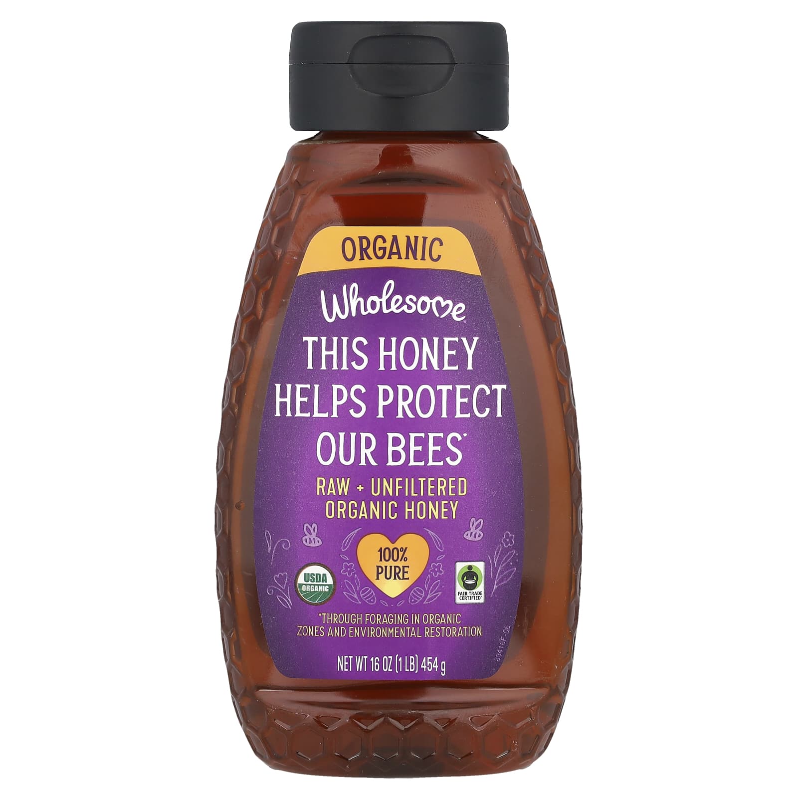 Wholesome Sweeteners, Raw + Unfiltered Organic Honey, 16 oz (454 g) - Image 1