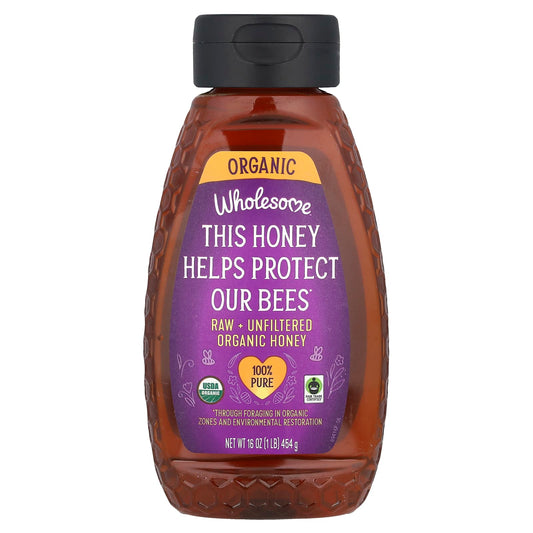 Wholesome Sweeteners, Raw + Unfiltered Organic Honey, 16 oz (454 g) - Image 1