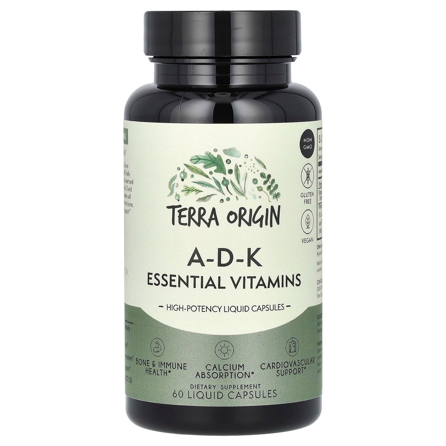 Terra Origin, A-D-K Essential Vitamins, 60 Liquid Capsules - Image 1