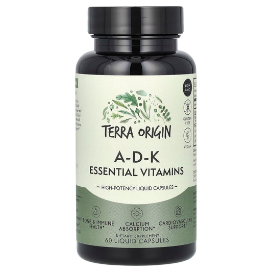 Terra Origin, A-D-K Essential Vitamins, 60 Liquid Capsules - Image 1
