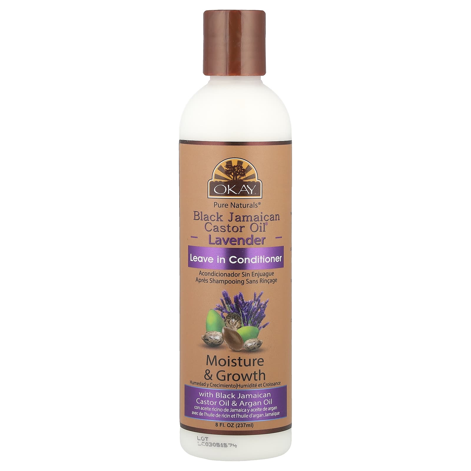 Okay Pure Naturals, Black Jamaican Castor Oil® , Leave in Conditioner, Lavender, 8 fl oz (237 ml) - Image 1