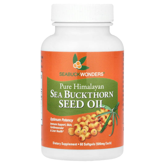 SeaBuckWonders, Sea Buckthorn Seed Oil, 60 Softgels (500 mg per Softgel) - Image 1