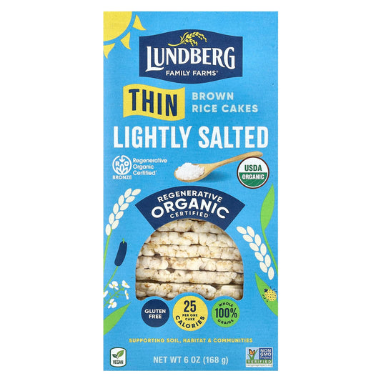 Lundberg, Organic Thin Brown Rice Cakes, Lightly Salted, 6 oz (168 g) - Image 1