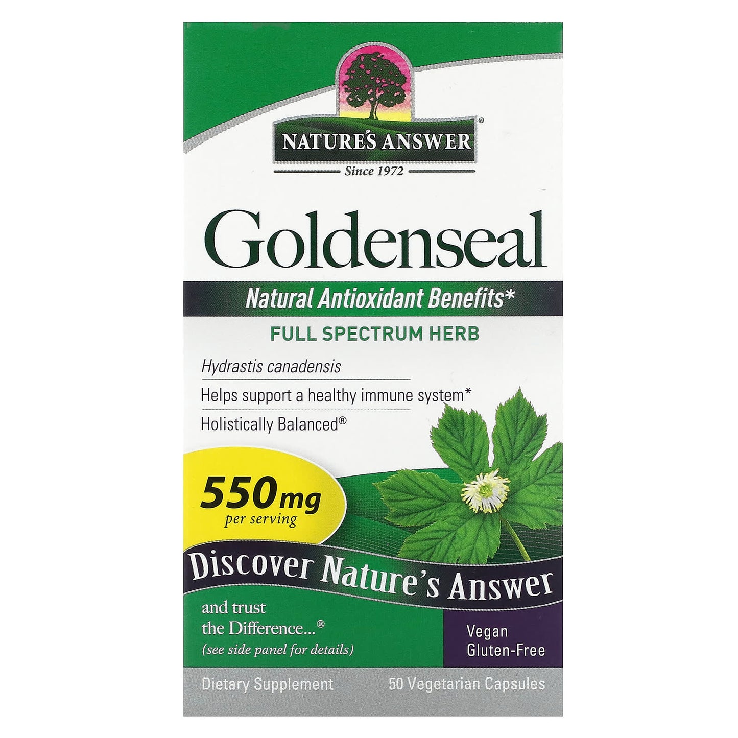 Nature's Answer, Goldenseal Root, 550 mg, 50 Vegetarian Capsules - Image 1