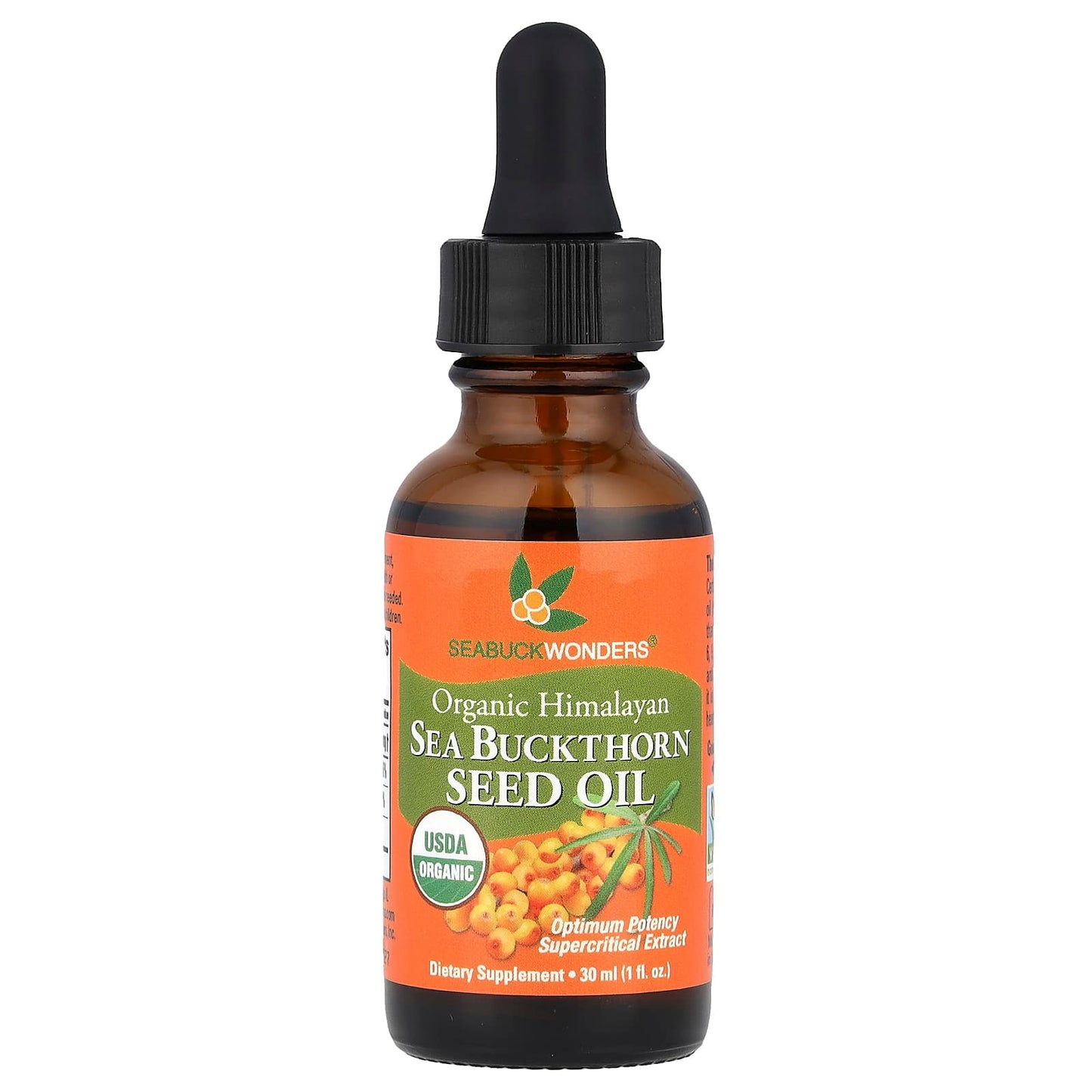 SeaBuckWonders, Organic Himalayan Sea Buckthorn Seed Oil, 1 fl oz (30 ml) - Image 1