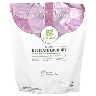 Grab Green, Delicate Laundry Powder Detergent Pods, Fragrance Free, 60 Loads, 1 
